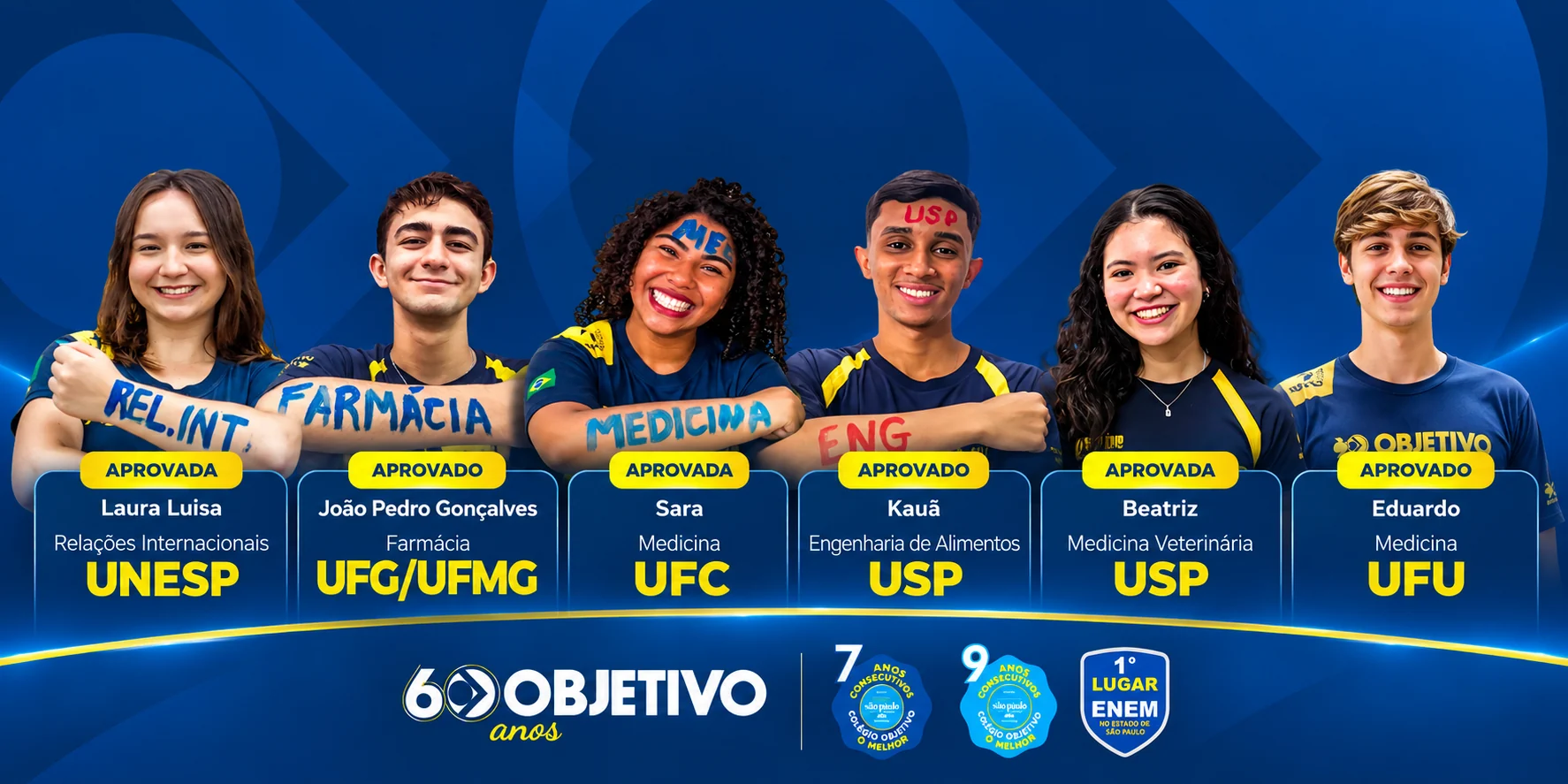 Aprovados do Objetivo Uberaba em cursos de universidades públicas